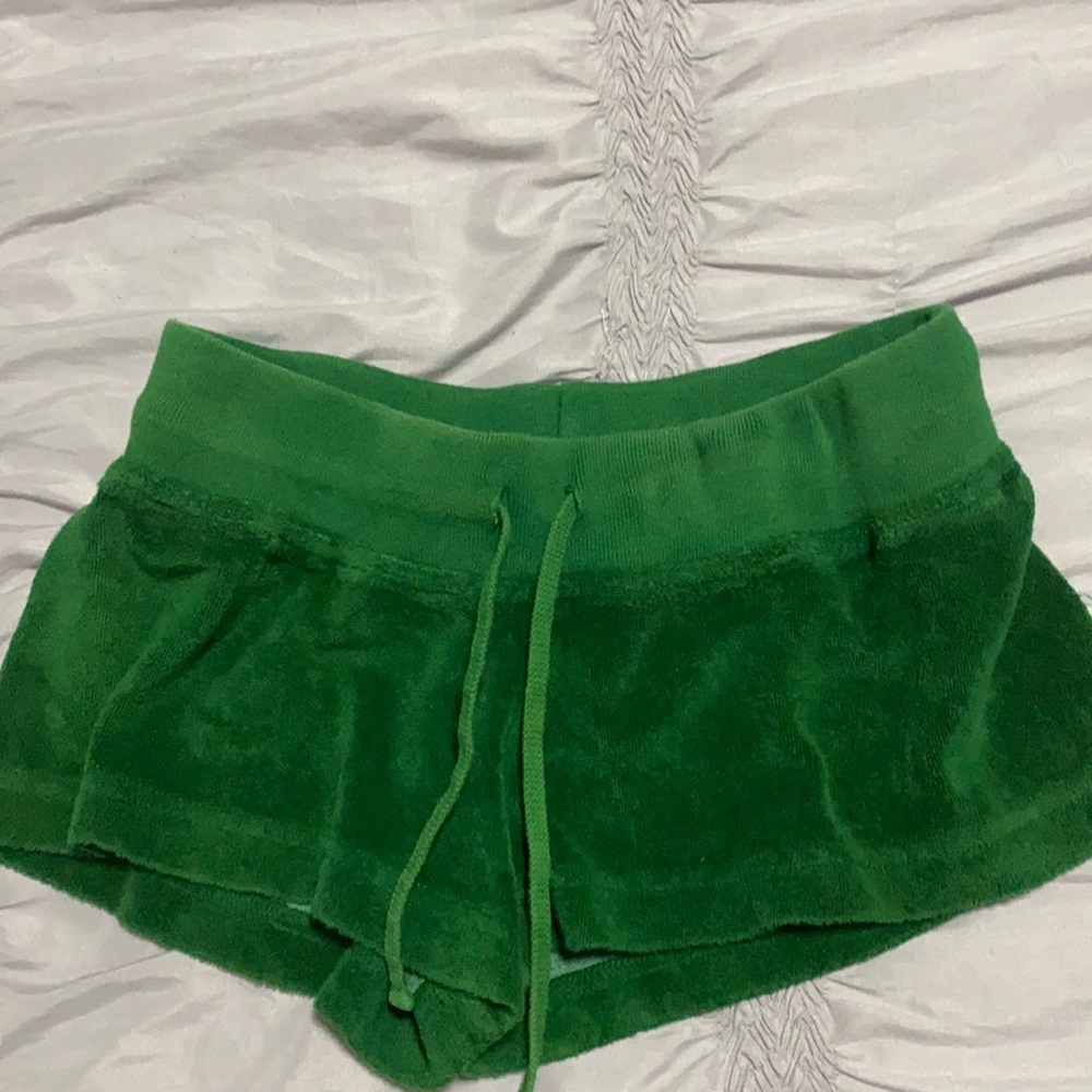Green Terry Hard Tail Low Rise Shorts